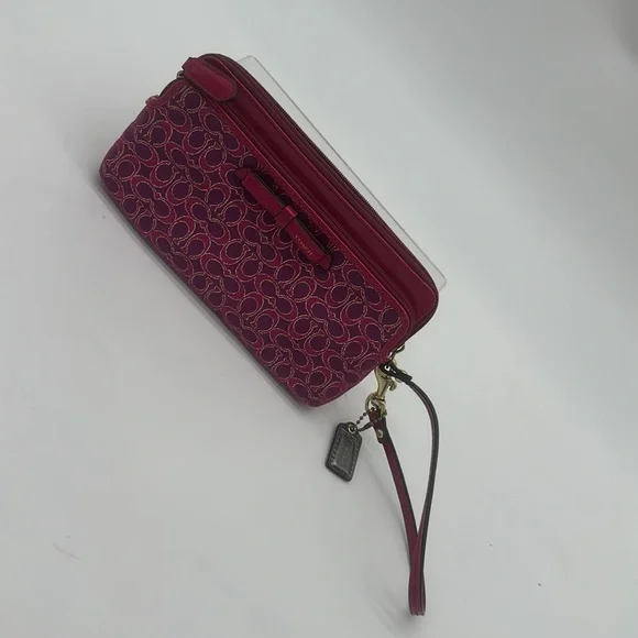 COACH F50282 Poppy Pink - Purple Wristlet - Wallet - Signature C Jacquard - Picture 3 of 8
